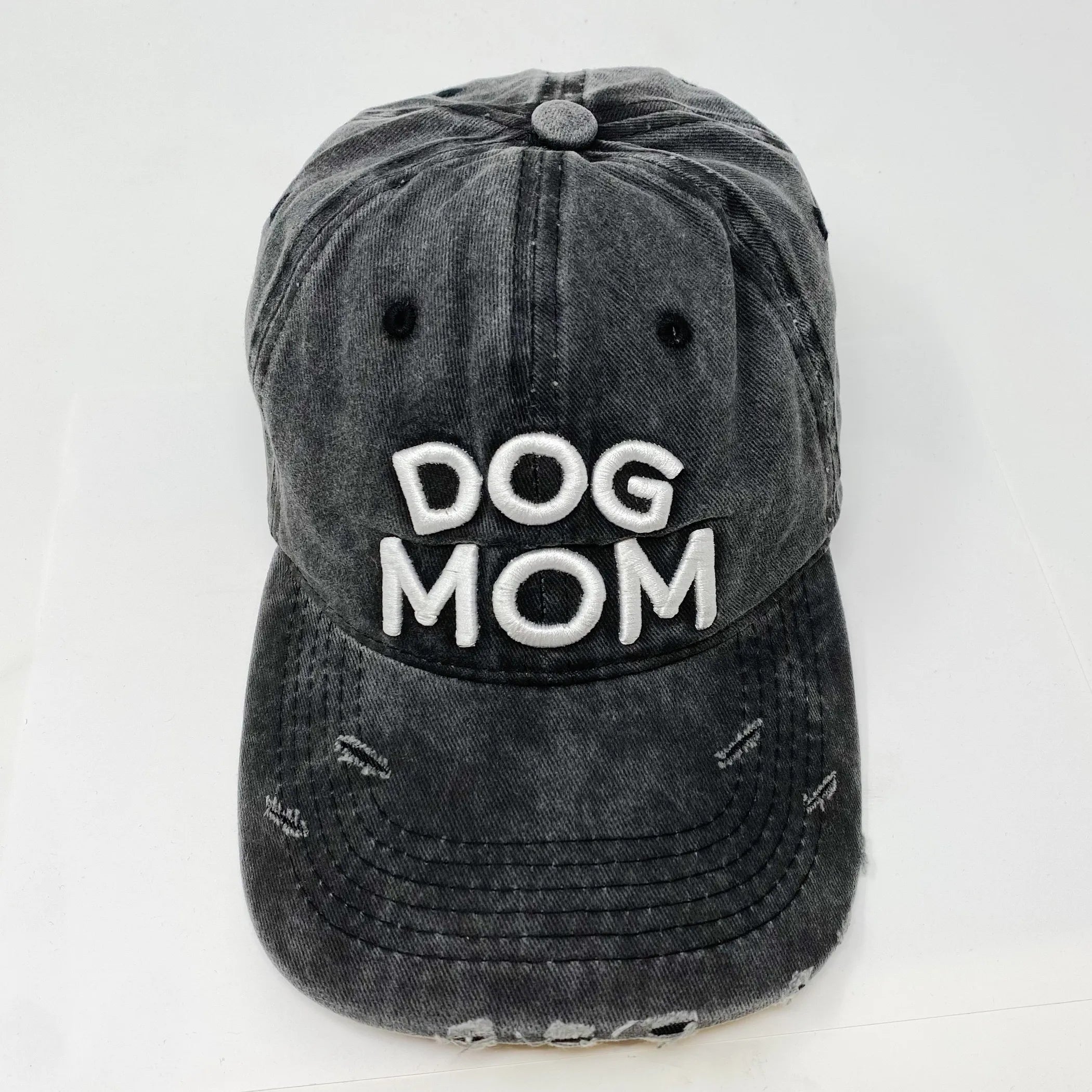 “Cool Mom” Distressed Baseball Cap – Adjustable Vintage-Style Hat in Dark Gray