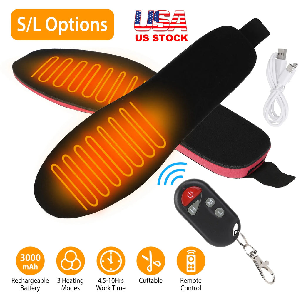 Rechargeable Heated Insoles – Battery Powered Foot Warmers for Winter Outdoor Activities