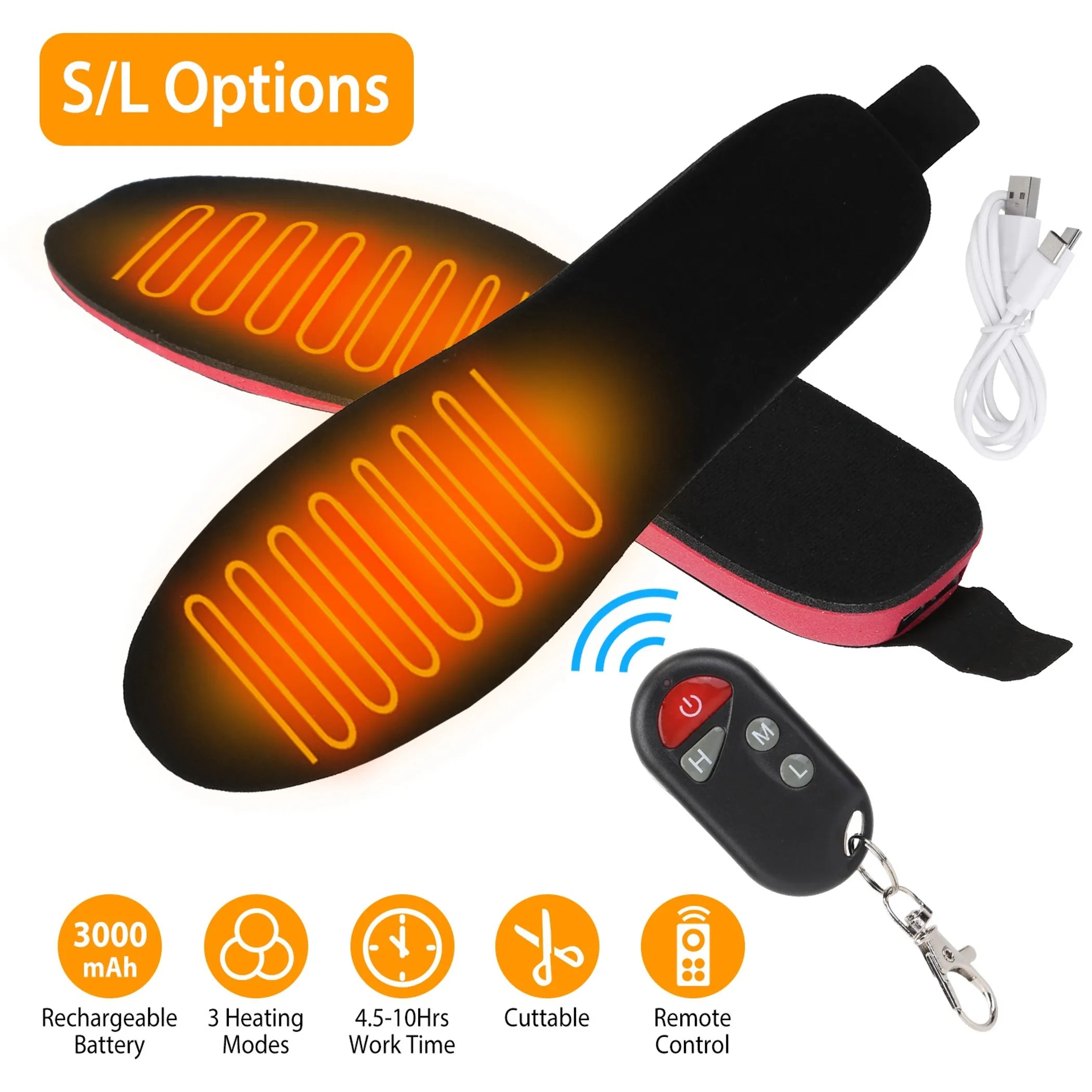 Rechargeable Heated Insoles – Battery Powered Foot Warmers for Winter Outdoor Activities
