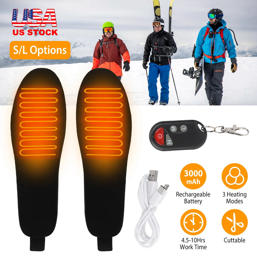 Rechargeable Heated Insoles – Battery Powered Foot Warmers for Winter Outdoor Activities
