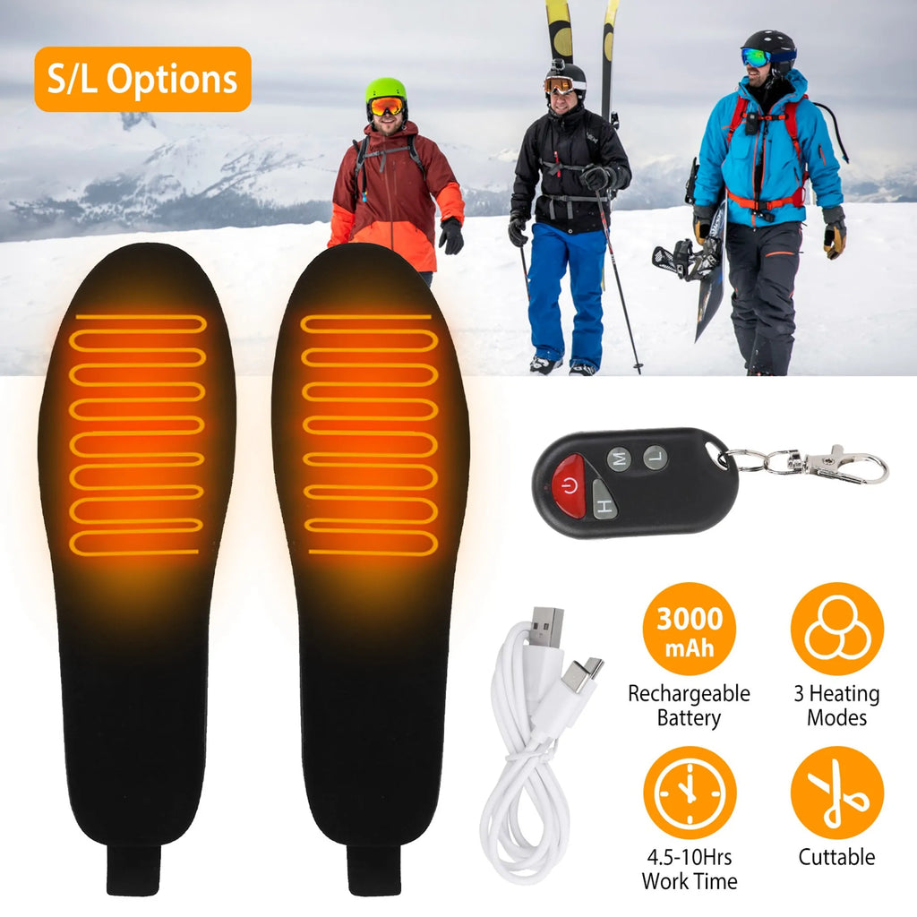 Rechargeable Heated Insoles – Battery Powered Foot Warmers for Winter Outdoor Activities