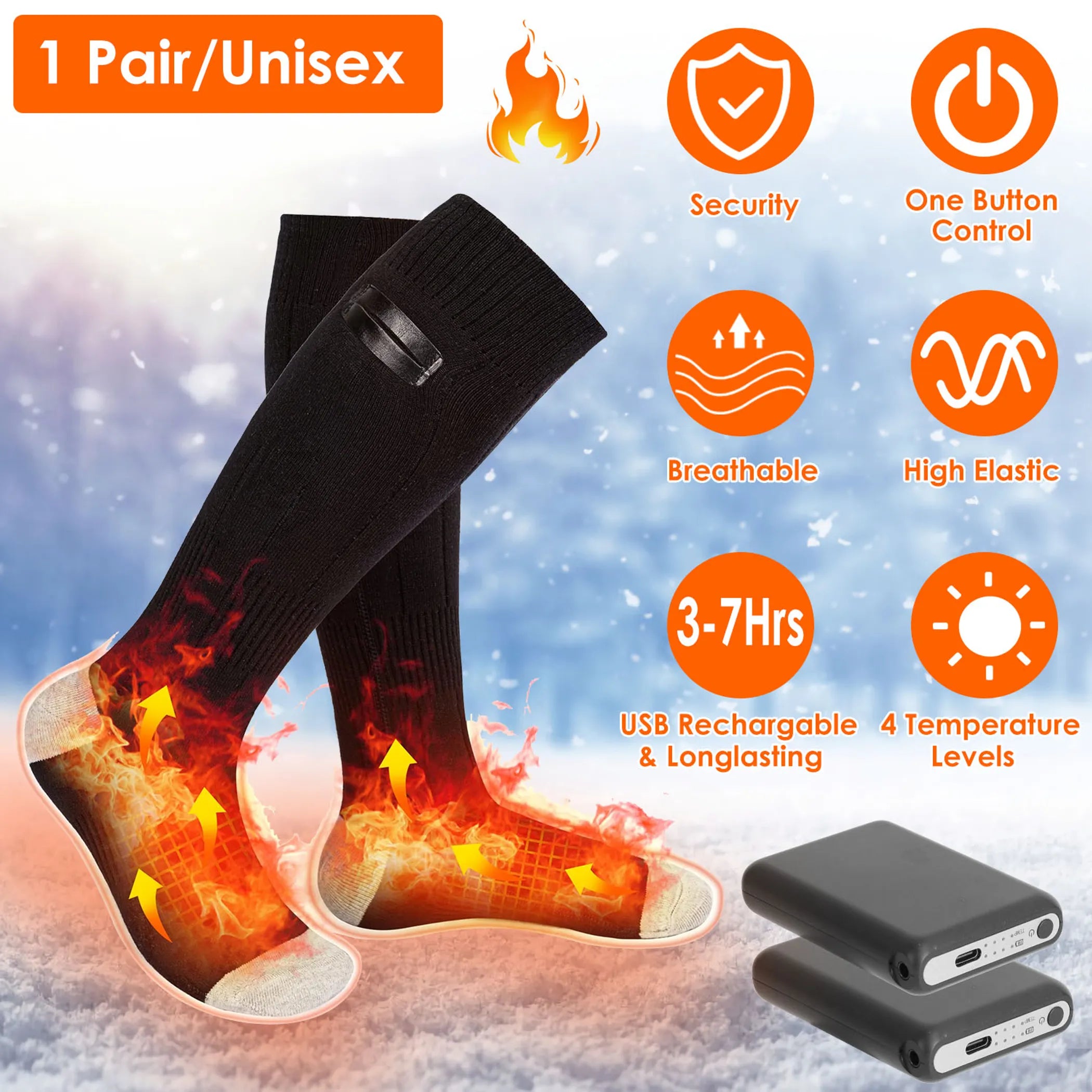 Battery Powered Heated Socks Socks for Men and Women