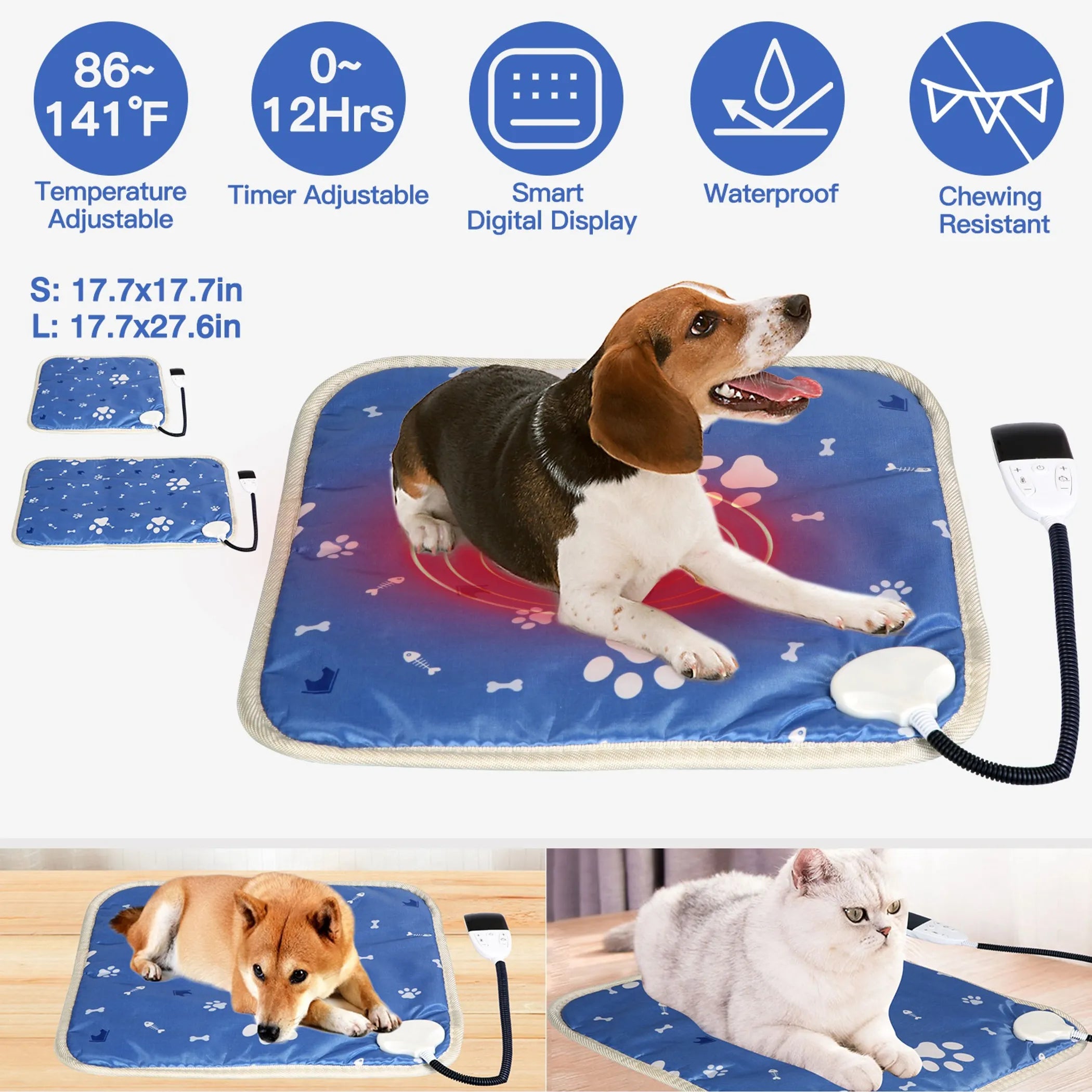 Adjustable Pet Heating Pad – Safe, Timer-Controlled Warmth for Dogs Cats