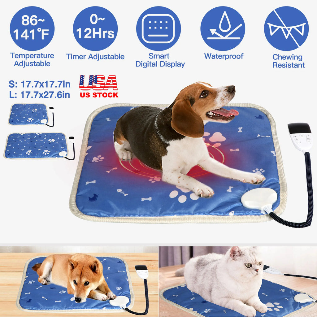 Adjustable Pet Heating Pad – Safe, Timer-Controlled Warmth for Dogs Cats