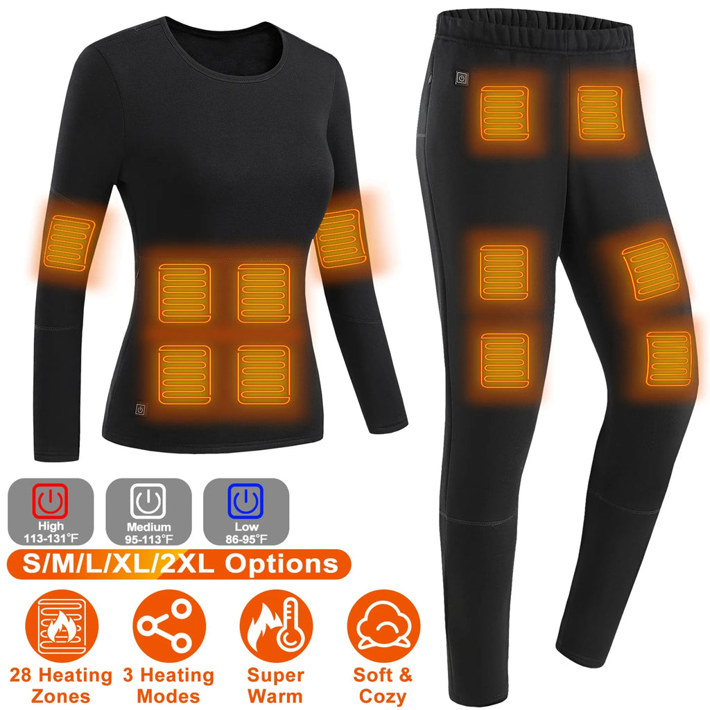 Heated Thermal Underwear Set – Full-Body Warmth with 28 Heating Zones &amp; 3 Temperature Modes