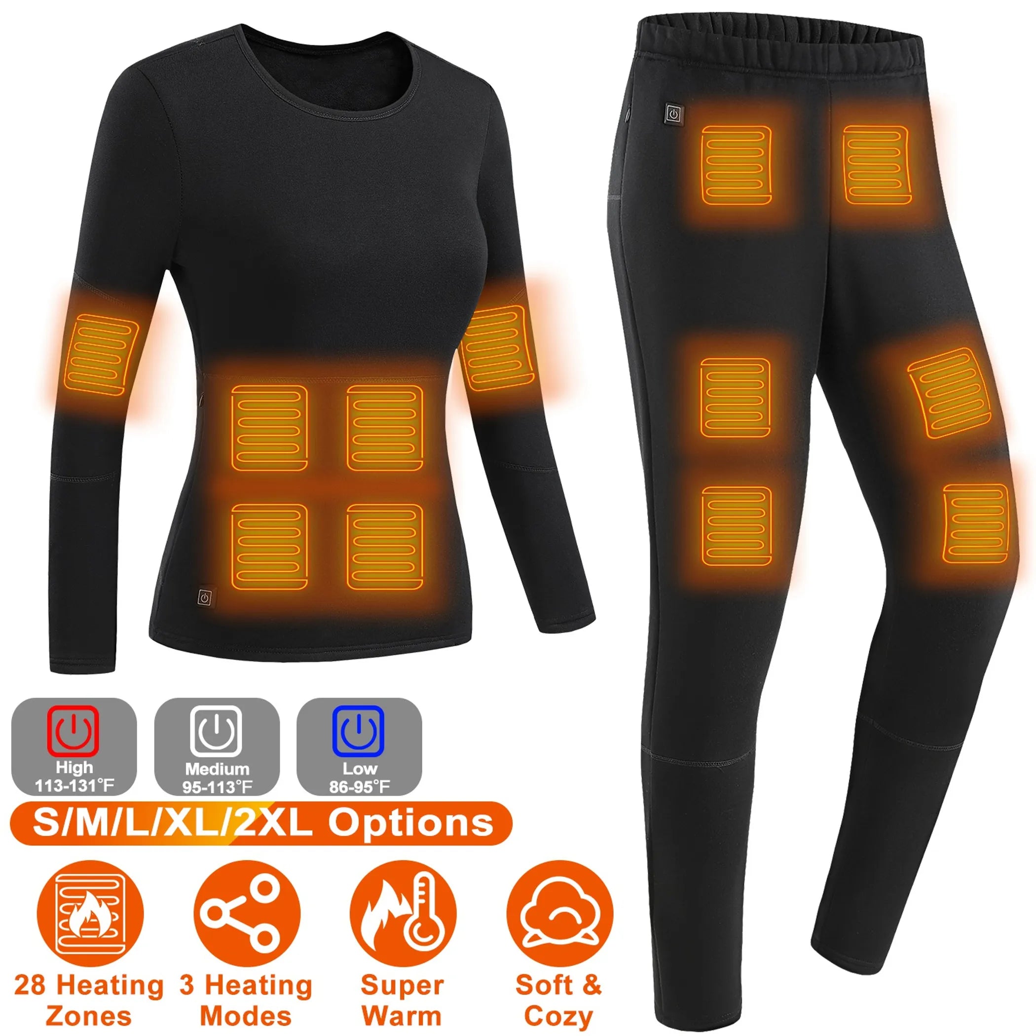 Heated Thermal Underwear Set – Full-Body Warmth with 28 Heating Zones &amp; 3 Temperature Modes
