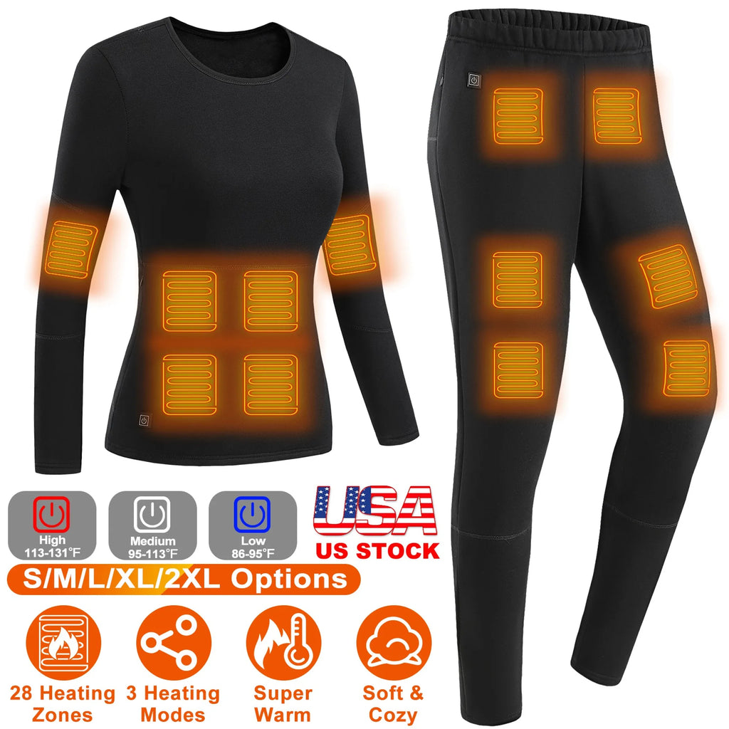 Heated Thermal Underwear Set – Full-Body Warmth with 28 Heating Zones &amp; 3 Temperature Modes