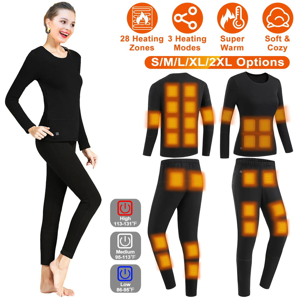 Heated Thermal Underwear Set – Full-Body Warmth with 28 Heating Zones &amp; 3 Temperature Modes