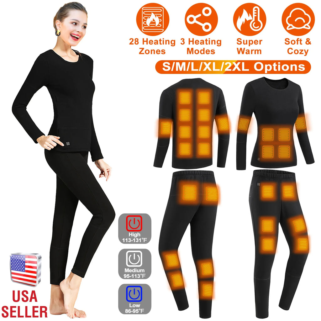 Heated Thermal Underwear Set – Full-Body Warmth with 28 Heating Zones &amp; 3 Temperature Modes