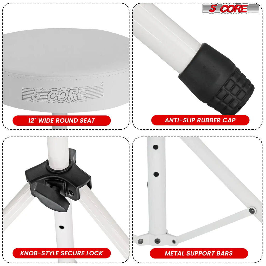 5Core Drum Throne Adjustable Guitar Stool Padded Drummer Seat for Adults & Kids